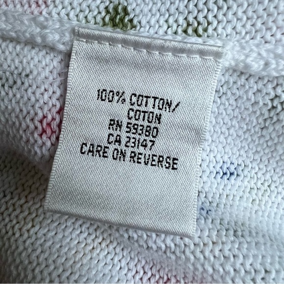 Talbots White Floral Button Up V-Neck Cotton Cardigan Sweater, size S - Picture 6 of 9